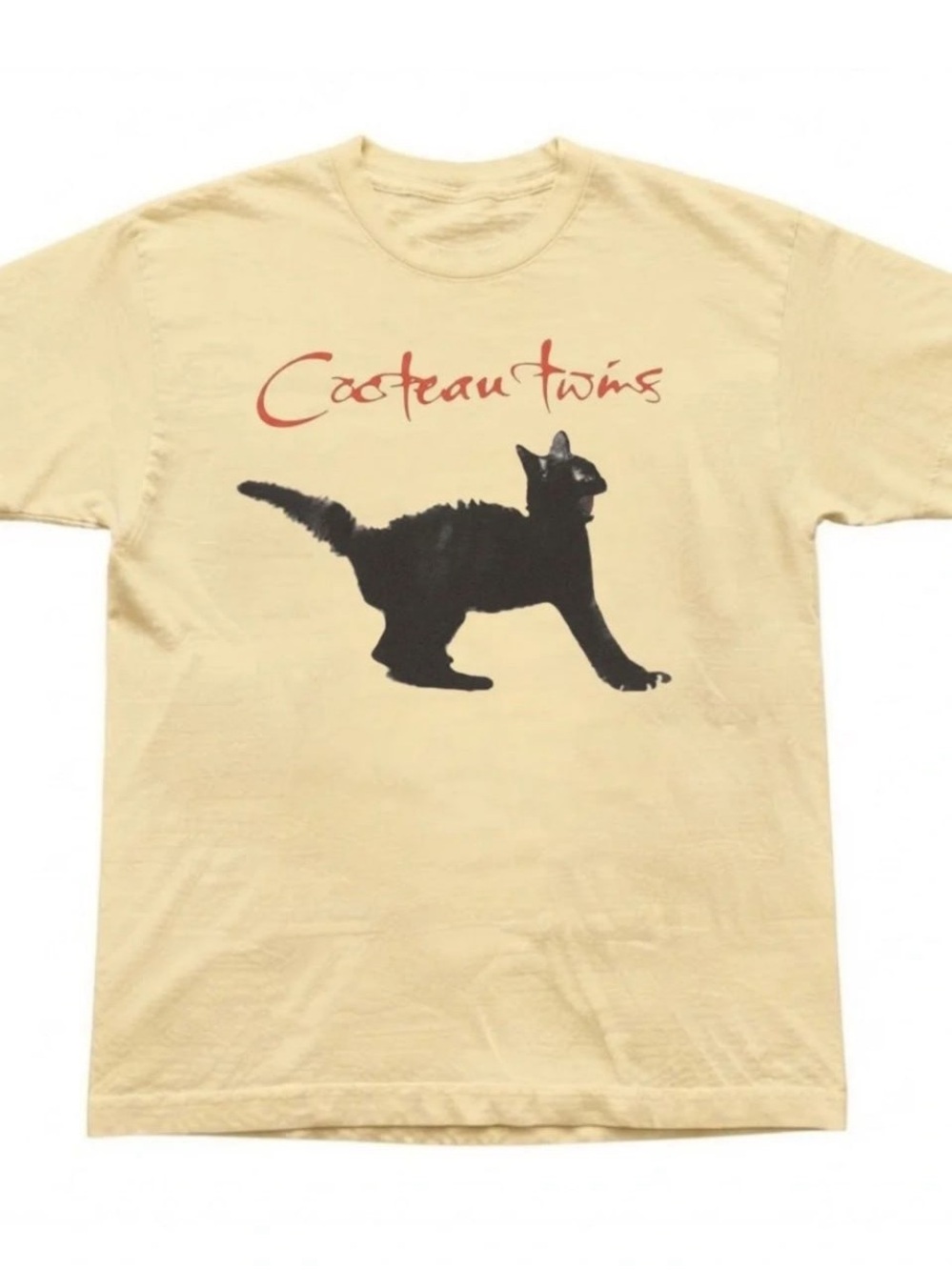 Cream Tee with Black Cat & Red Script